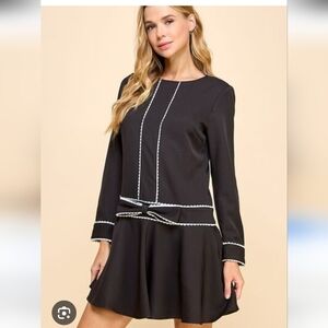 Pomander Place Black and White Long Sleeve Mini Dress Size XS